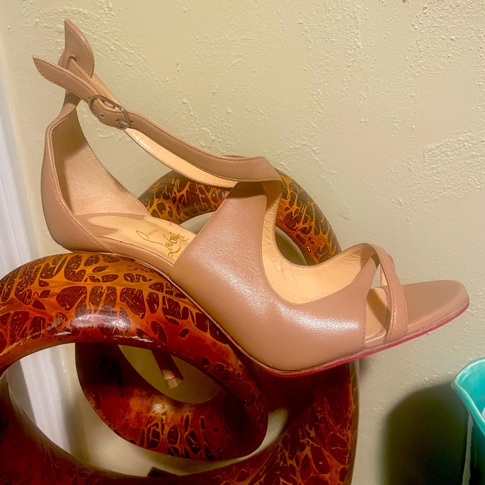 Christian Louboutin Tan Open Toe Heels